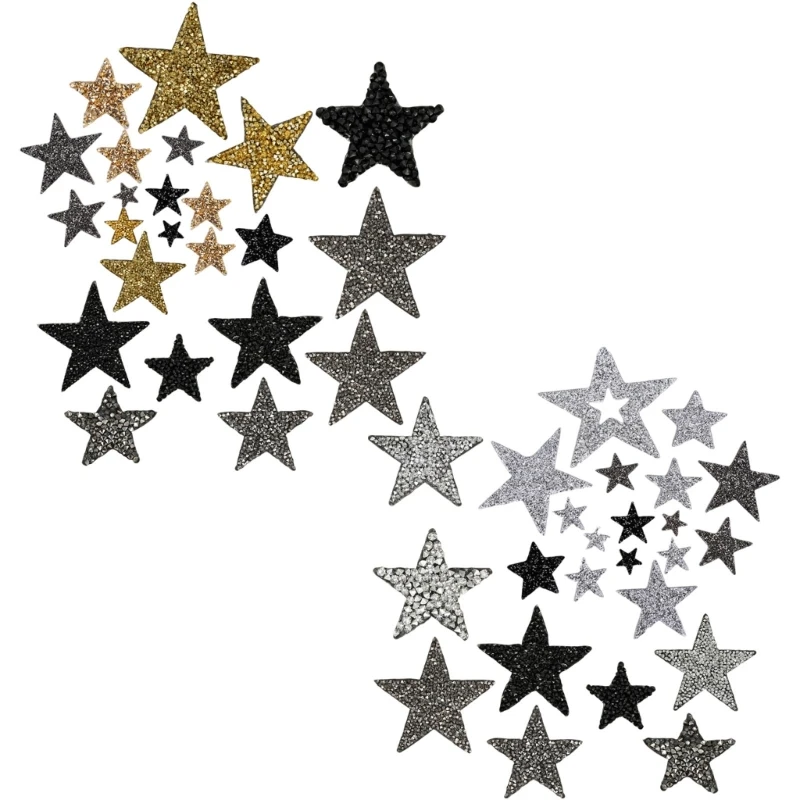 24Pcs Rhinestones Star Appliques Iron on Star Patches for Clothes Dress Pants Jeans Hat Bag Clothing Embellishments