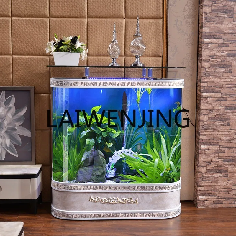 European aquarium household living room ecological glass floor-to-ceiling water-free bottom filter goldfish tank