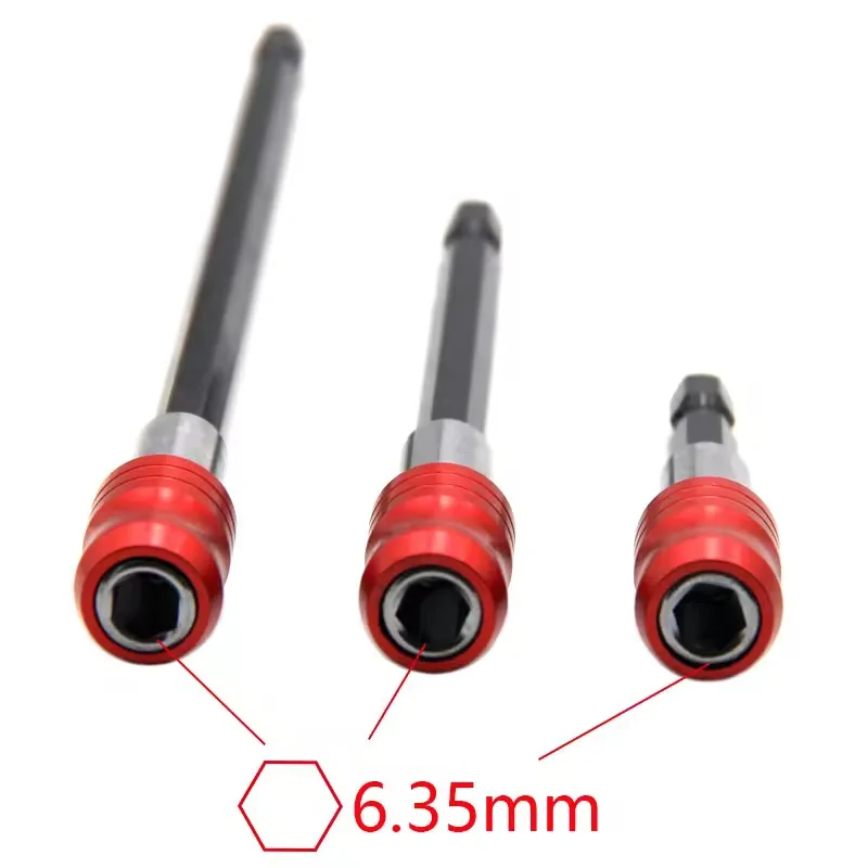 Hexagonal Handle Red Three Piece Set Quick Release Self-locking Extension Rod 60/100/150mm Screwdriver Head Extension Rod image 2
