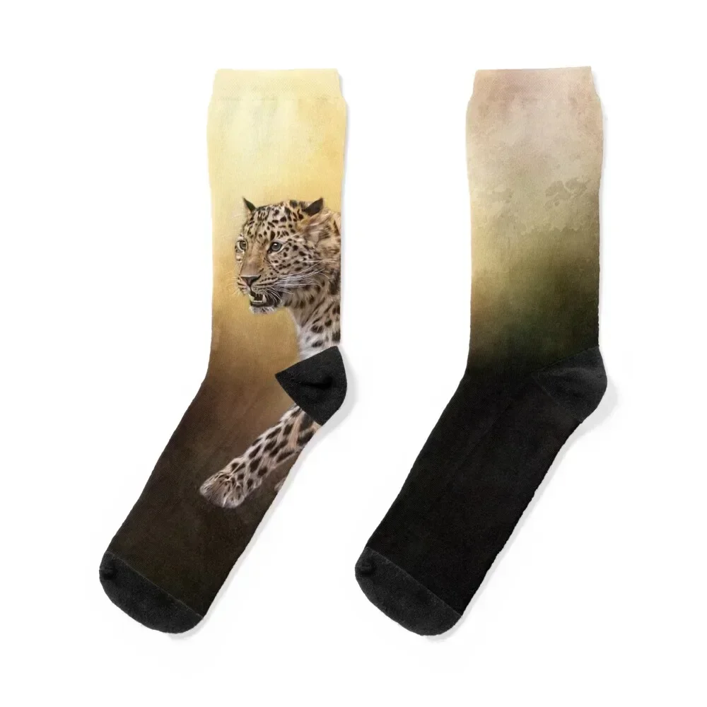 Amur leopard Socks christmas stocking Rugby Socks Women Men's