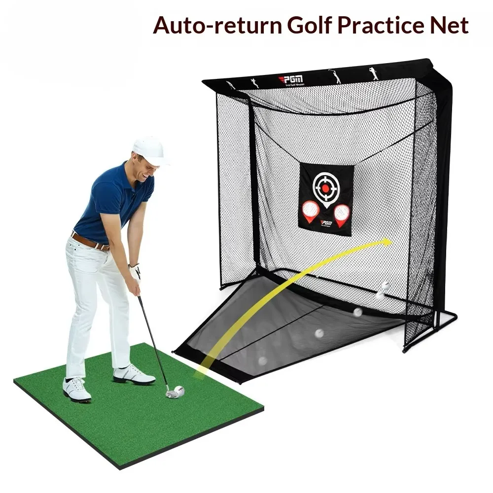 Indoor Golf Practice Net Automatic Ball Return Swing Rod Cutting Rod Hit Cage Hit Machine Equipment Training Set Polyester