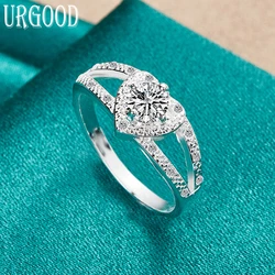 925 Sterling Silver AAA Zircon Love Heart Ring For Women Man Party Engagement Wedding Romantic Fashion Jewelry Gift