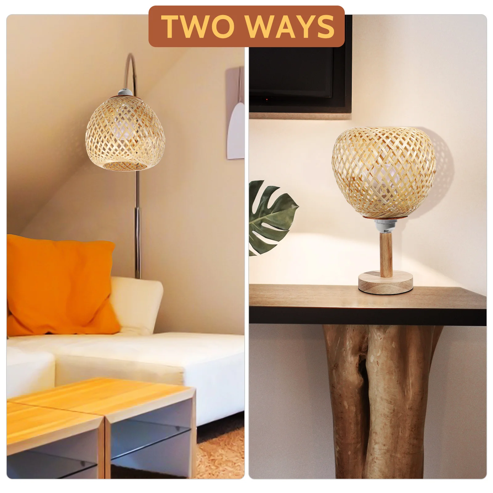 

Bamboo Woven Lampshade Rattan Pendant Light Shade Beige Replacement Soft Lighting Handmade Ceiling Shades Compatible Living