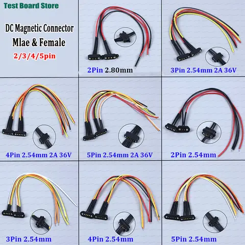 1Pair DC Magnetic Pogo Pin Connector 2Pin 3Pin 4Pin 5Pin Pitch 2.8mm 2.54MM Male Female DC Power Socket Connector 2A 36V
