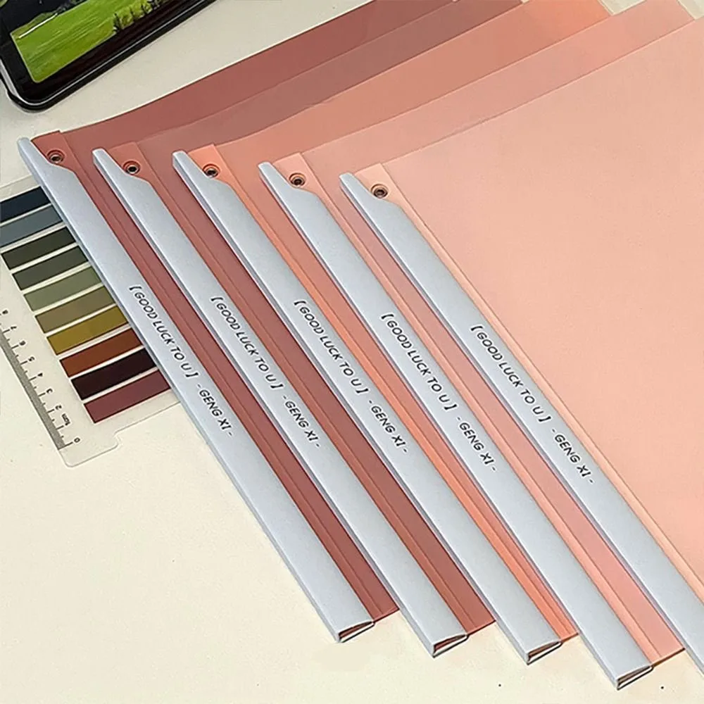 

Gradient Morandi Color A4 Draw Rod Folder Large-capacity Sliding Bar Pull Rod Clip Thickened Waterproof Test Paper Storage Clip