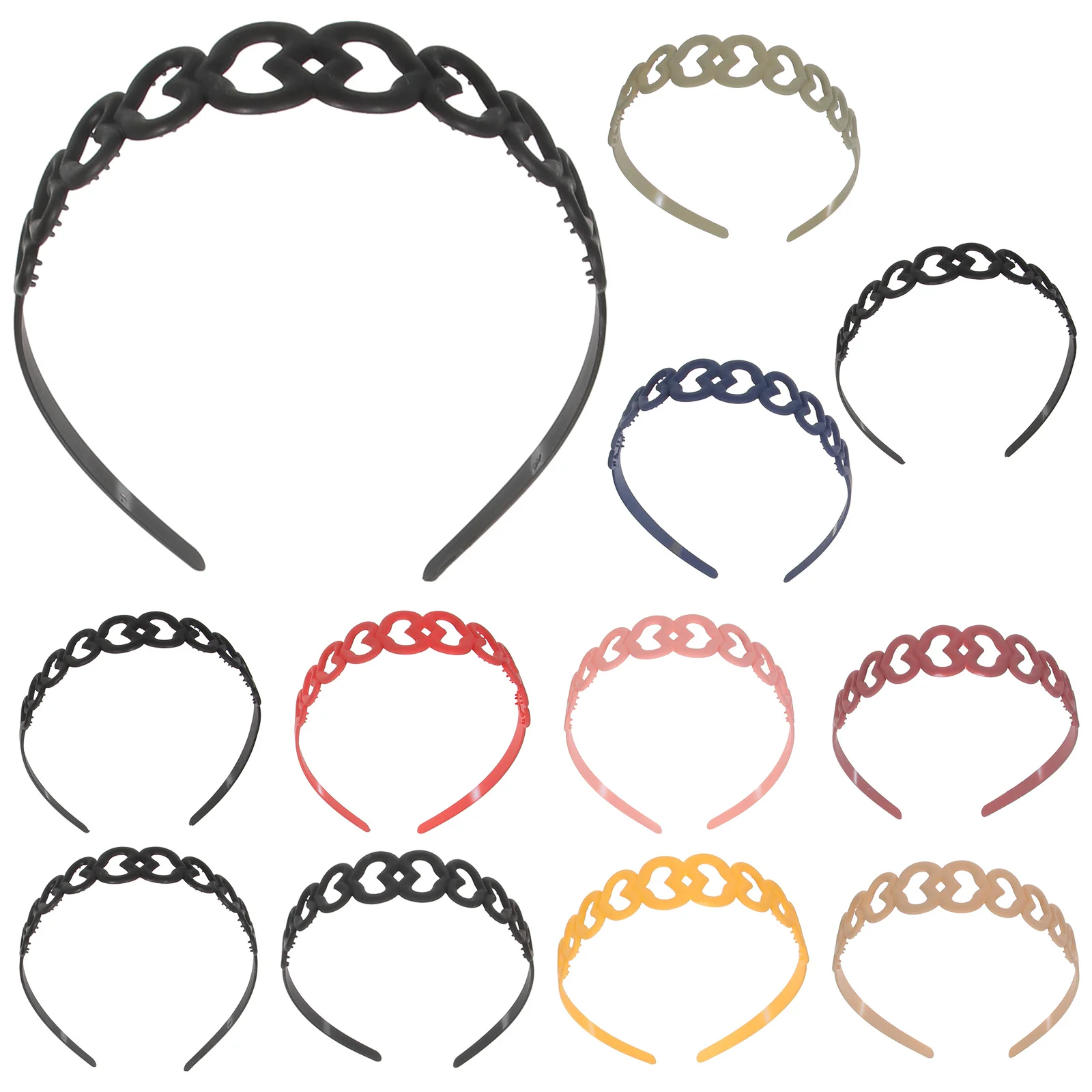 

12Pcs Heart-Shaped Headbands Wide Plastic Colored Headbands for Festival Party Daily Wear Women Girl Hair Hoops Trendy Hair