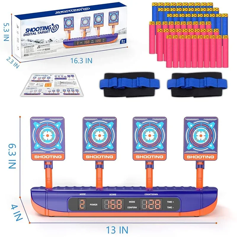 For Nerf Guns Bullets Shooting Target 4 Modes Digital Scoring Auto Reset Target Kid Shooting Game Toys for Kids 2 To 4 Years Old