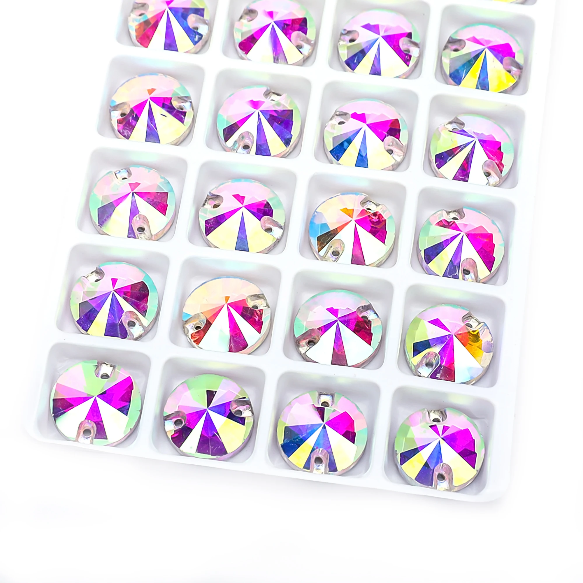 VC خياطة على AB حجر الراين شكل دائري بلورات زجاجية مسطحة للملابس فساتين الزفاف جميع الديكور DIY #5