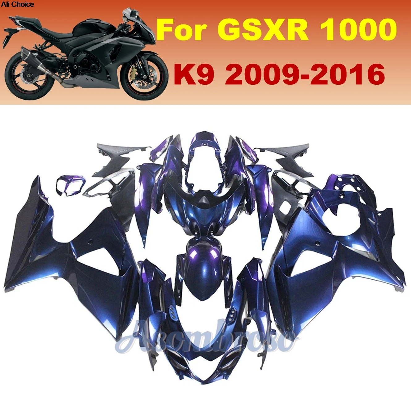 

ABS Fairing Set For Suzuki GSXR1000 2009-2016 GSXR 1000 Motorcycle Bodywork Kit Chameleon Purple Blue Injection Cowling