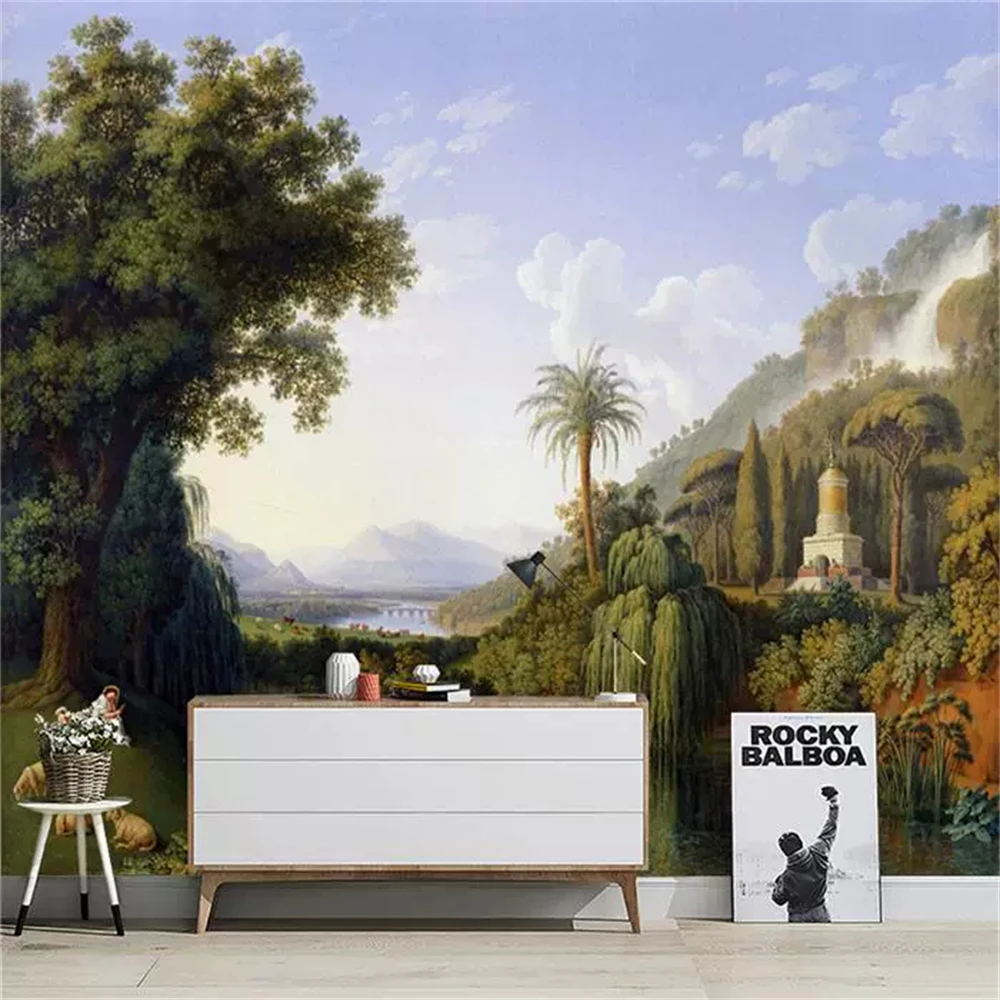 custom European landscape oil painting rural wall paper TV background wallpaper mural painting hotel 3D wallpapers living room