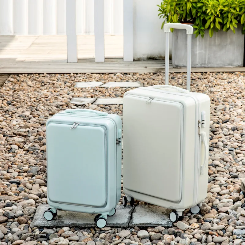 Valise à roulettes avec couvercle ouvert avant, valise multifonctionnelle pour femmes, boîte à verrou de 20 pouces, valise de cabine à fermeture éclair