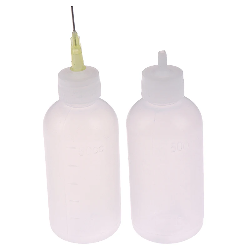 1Pcs 50ml Transparent Plastic Needle Bottles Glue Dispenser Clear Liquid Dropper Bottle for Rosin Solder Flux Paste Bottle