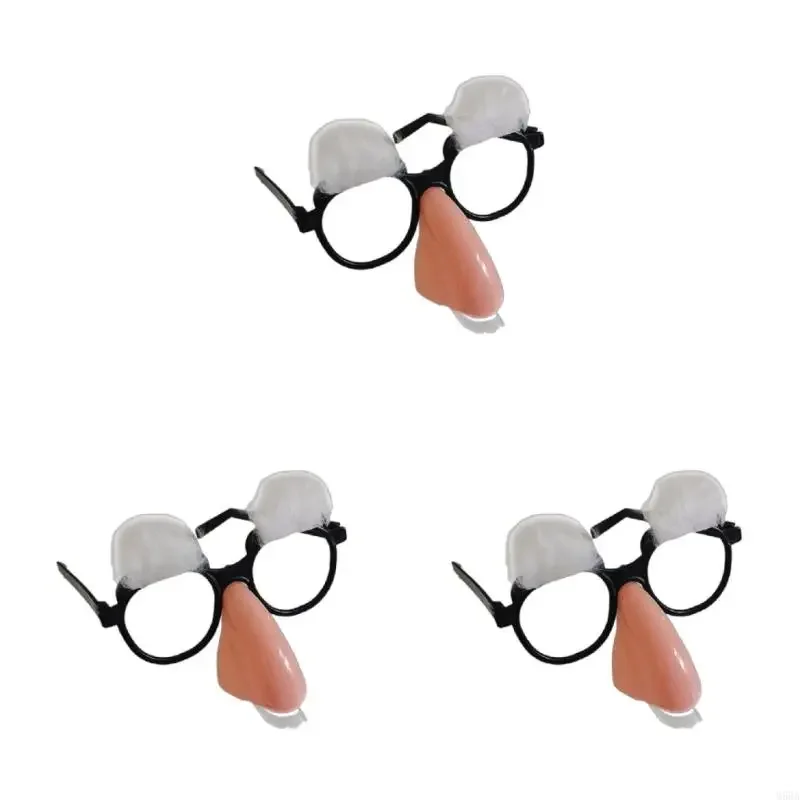 M68A Pretend Glasses with Nose Funny Old Man Glasses with Eyebrows and Mustache Halloween Cosplay Costume Accessories