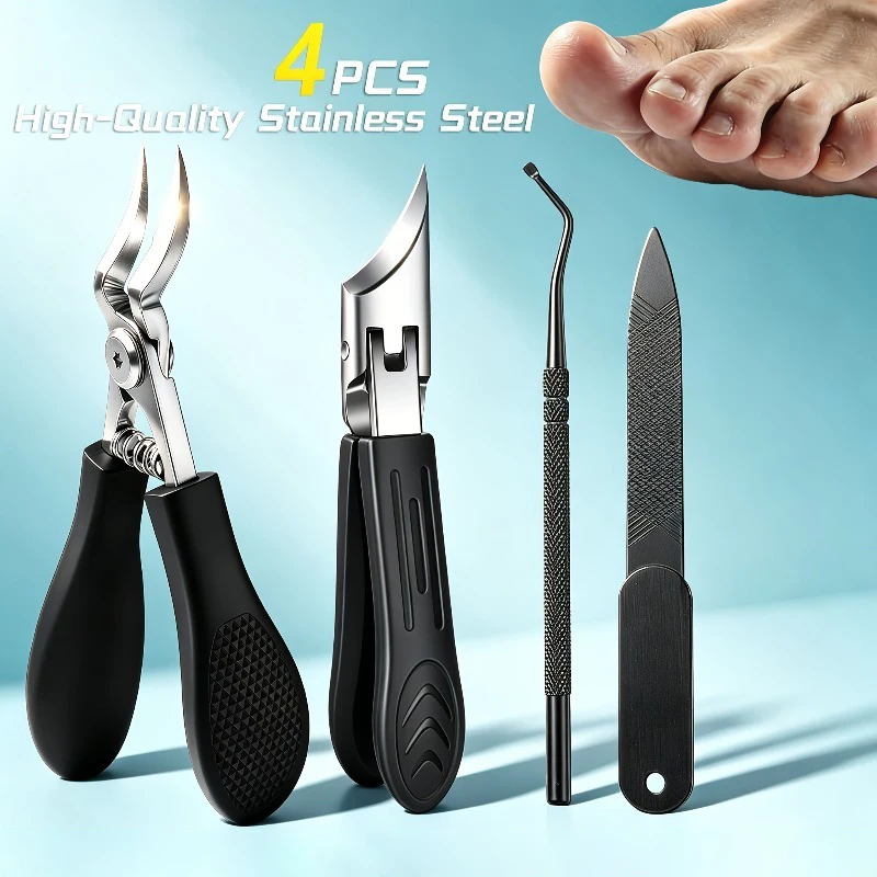 1/4-teiliges Pediküre-Werkzeugset aus Edelstahl, robuste Nagelzange für dicke, harte und eingewachsene Zehennägel, Fußpflege für zu Hause
