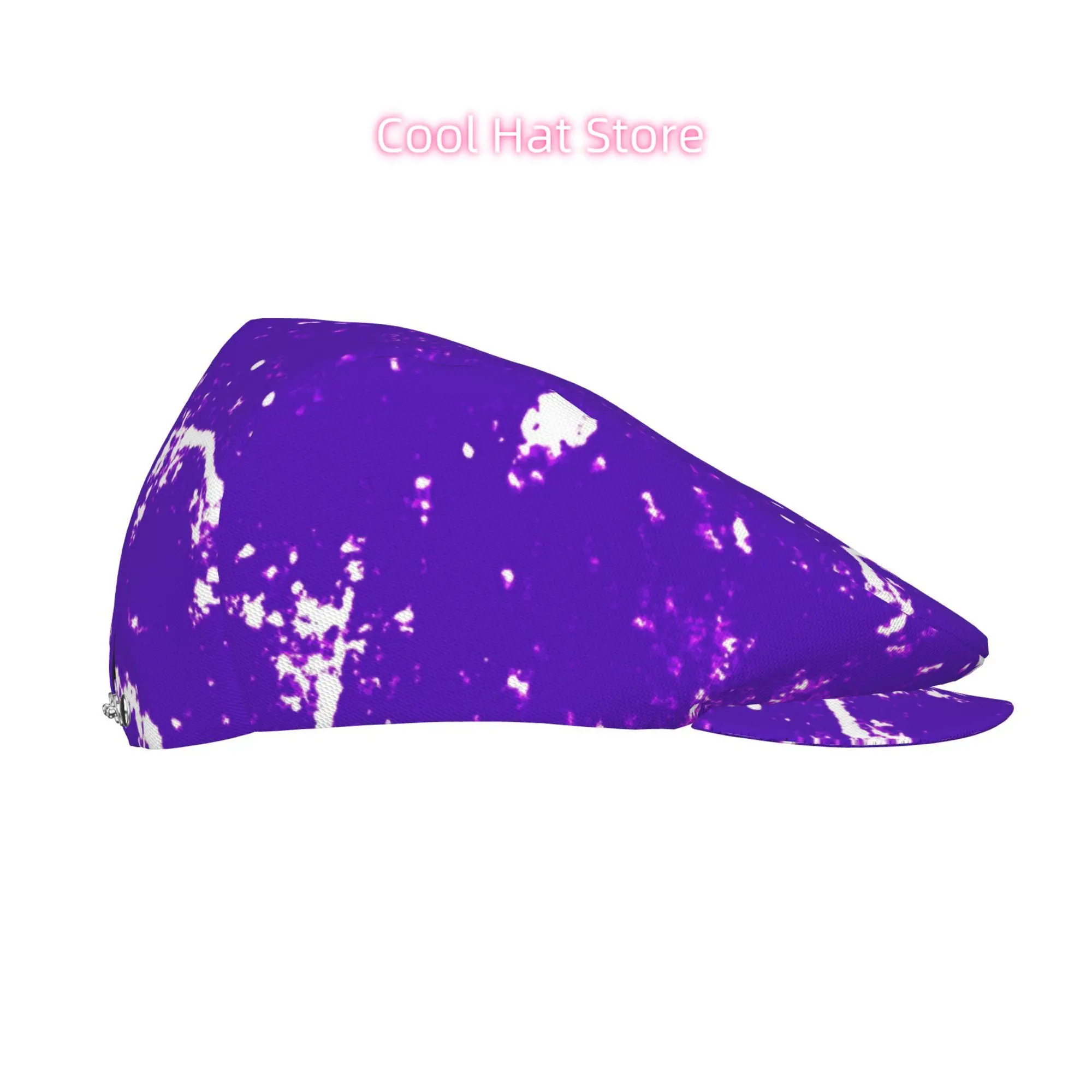 1pc of a Purple Cosmic Splatter Cap Suitable for Both Men And Women, Featuring a Flat-Top Design. It Includes Styles Like an Adj