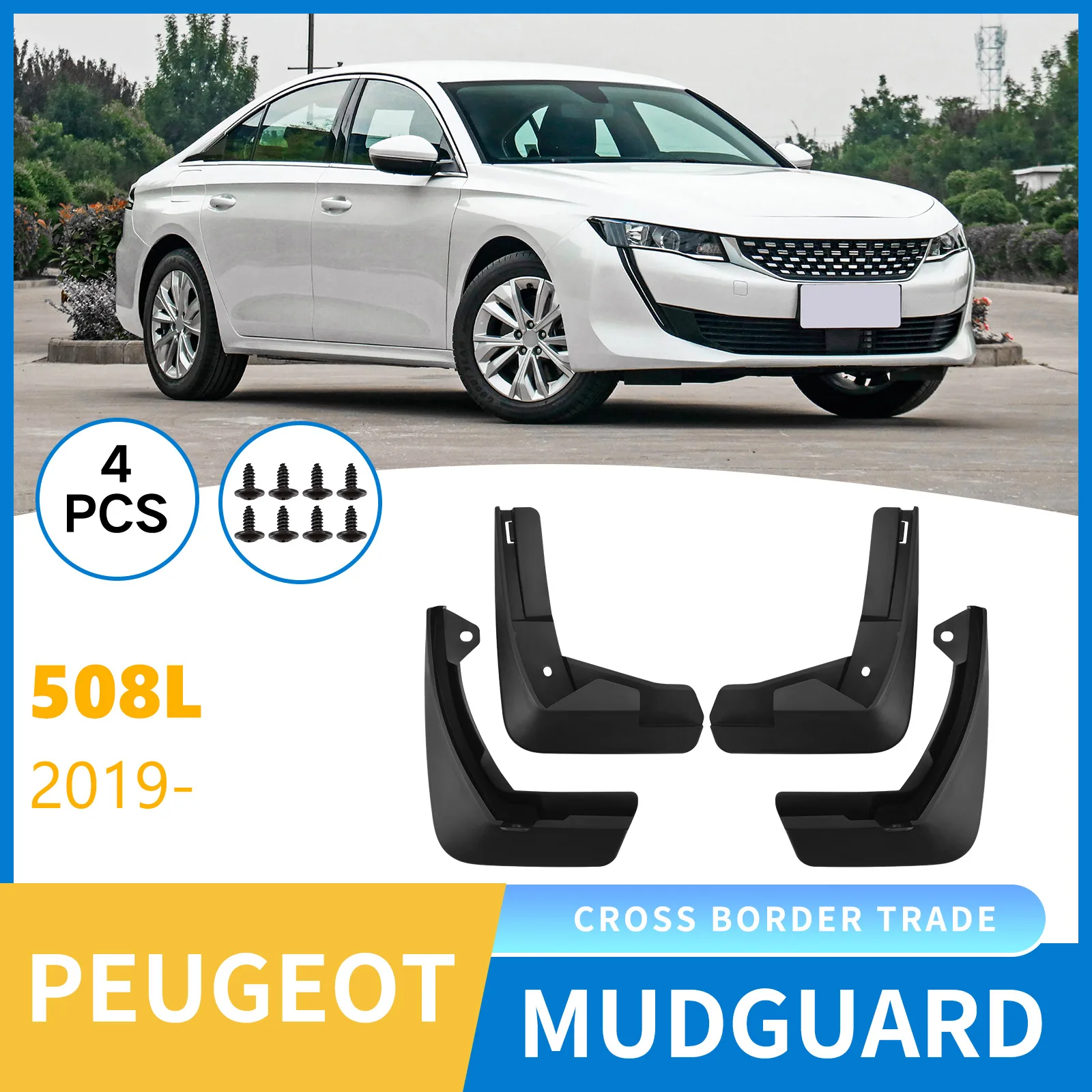 

For Peugeot 508L 2019-2025 car tire mudguard modification,Mudflaps Front Rear Flares Splash Guards Cover Car Accessorie