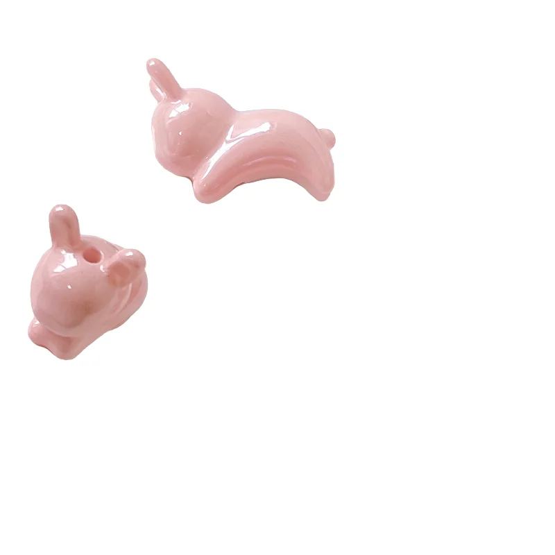 6pcs Cute Little Bunny Straight Beads Diy Handmade Bracelet Necklace Beaded Mobile Phone Chain Accessories