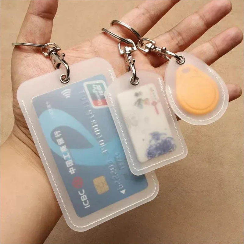 Transparent Bus Card Holder with Key Ring Convenient ID Card IC Card Bags Access Cards Protective Cases