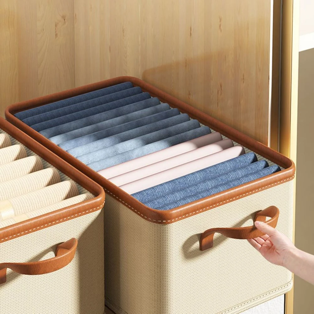 

Household Clothing Fabric with Handle Storage Box Foldable Non-Woven Clothing Sweater Underwear Bra Sock Storage Organizer