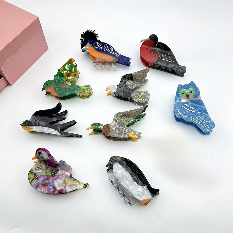 

Cartoon Bird Big Collection Acetate Hair Claw Owl Duck Claw Clips Trendy Crab Hair Clips Hair Accessories for Women Girls