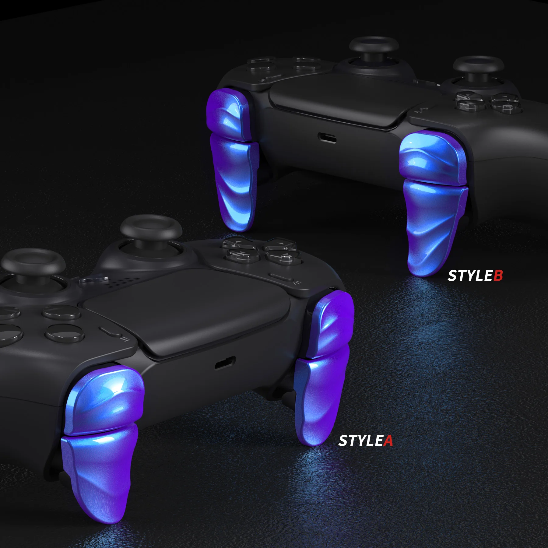 PlayVital DUNE 2 Pairs Trigger Stop Shoulder Buttons Extension Kit for ps5, for PS Portal, for ps5 Edge - Chameleon Purple Blue