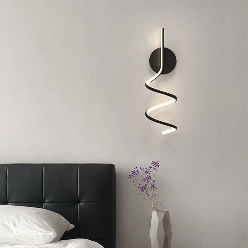 Minimally Spiral LED Wall Lights For Bedside Corridors Living Rooms Nordic Lighting Fixtures Sofa Background Home Decor Lamp