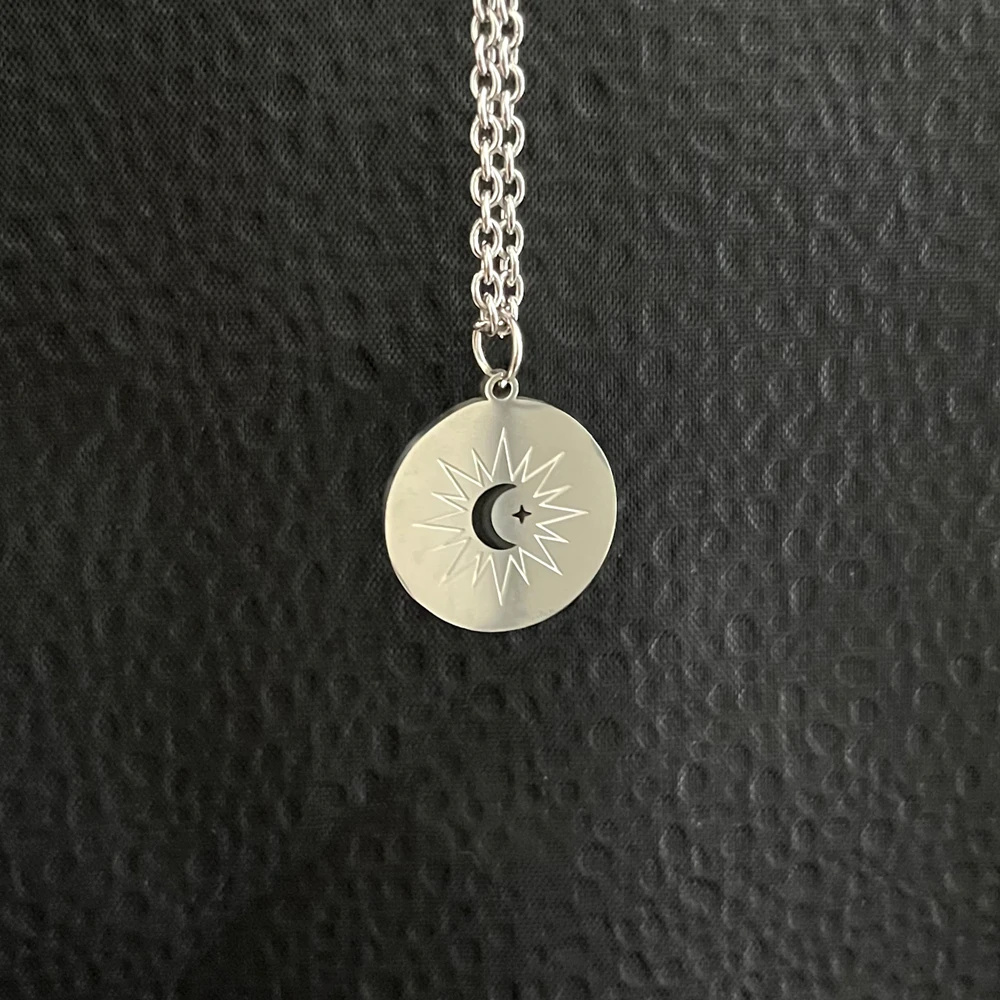 TV Series คาธ The Eclipse Ayan Khaotung Cosplay Moon Star Circular Pendant Titanium Steel Necklace Lovers Jewelry Accessories