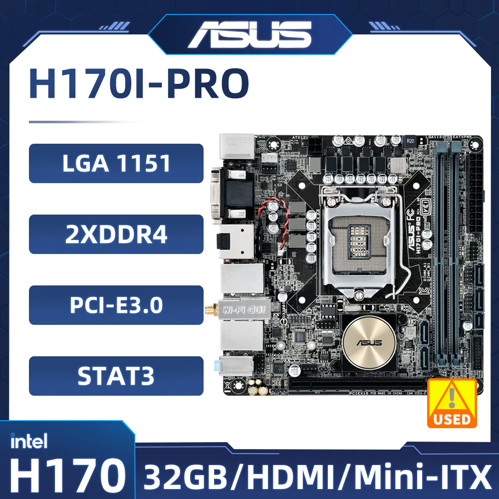 Asus H170I-PRO Mini-ITX Motherboard LGA 1151 intel H170 DDR4 32GB support Core i3-6300 6500  7400 7600 7700 G4500 cpu