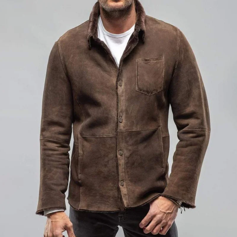 Cross-Border Men's Single-Breasted Shirt Collar Jacket