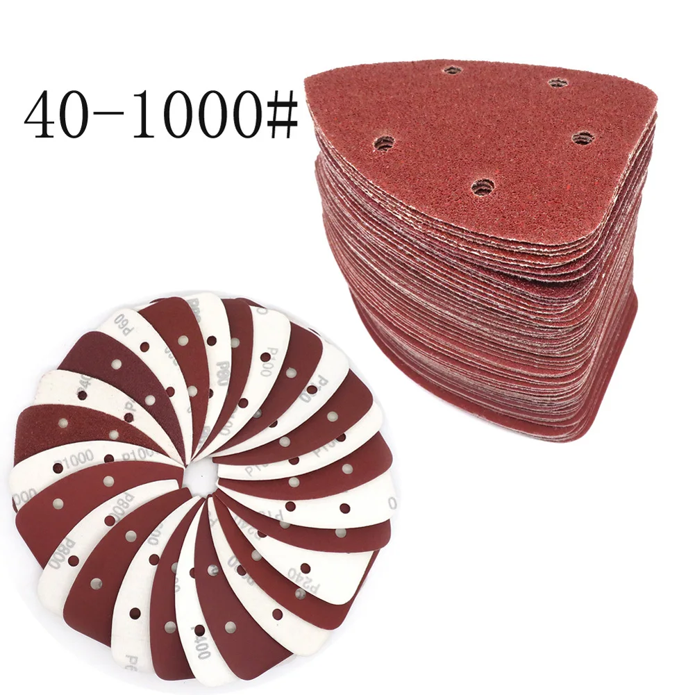 5PCS 140*98mm Sandpaper Triangle Hook & Loop Abrasive Sanding Disc Grit 40-1000 For Plastic Stone Glass Grinding Polishing