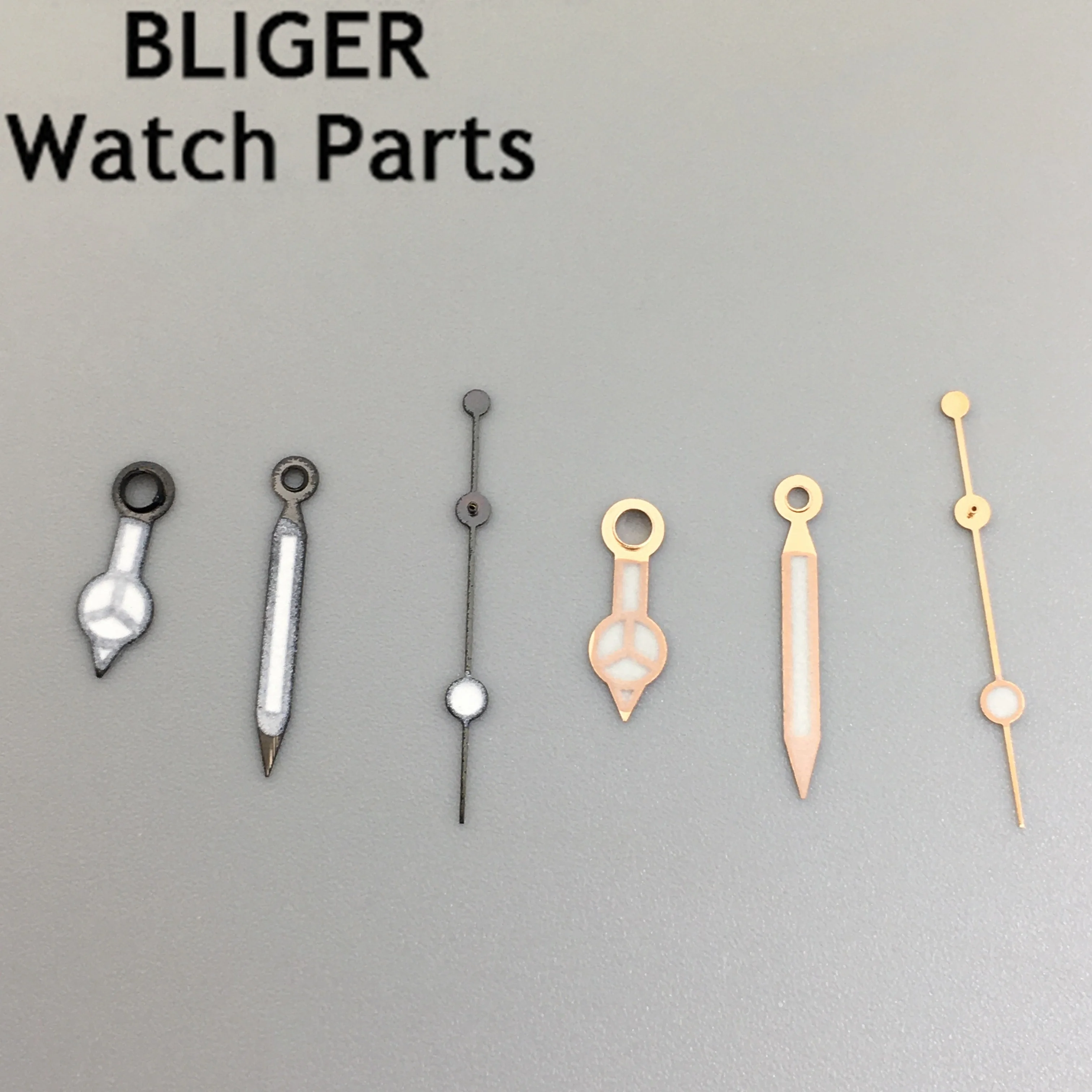 BLIGER-manecillas luminosas para reloj, accesorio de color negro, oro rosa, ajuste NH35 NH36 ETA 2824 2836 Miyota 8205 8215 821A Mingzhu 2813 3804, movimiento