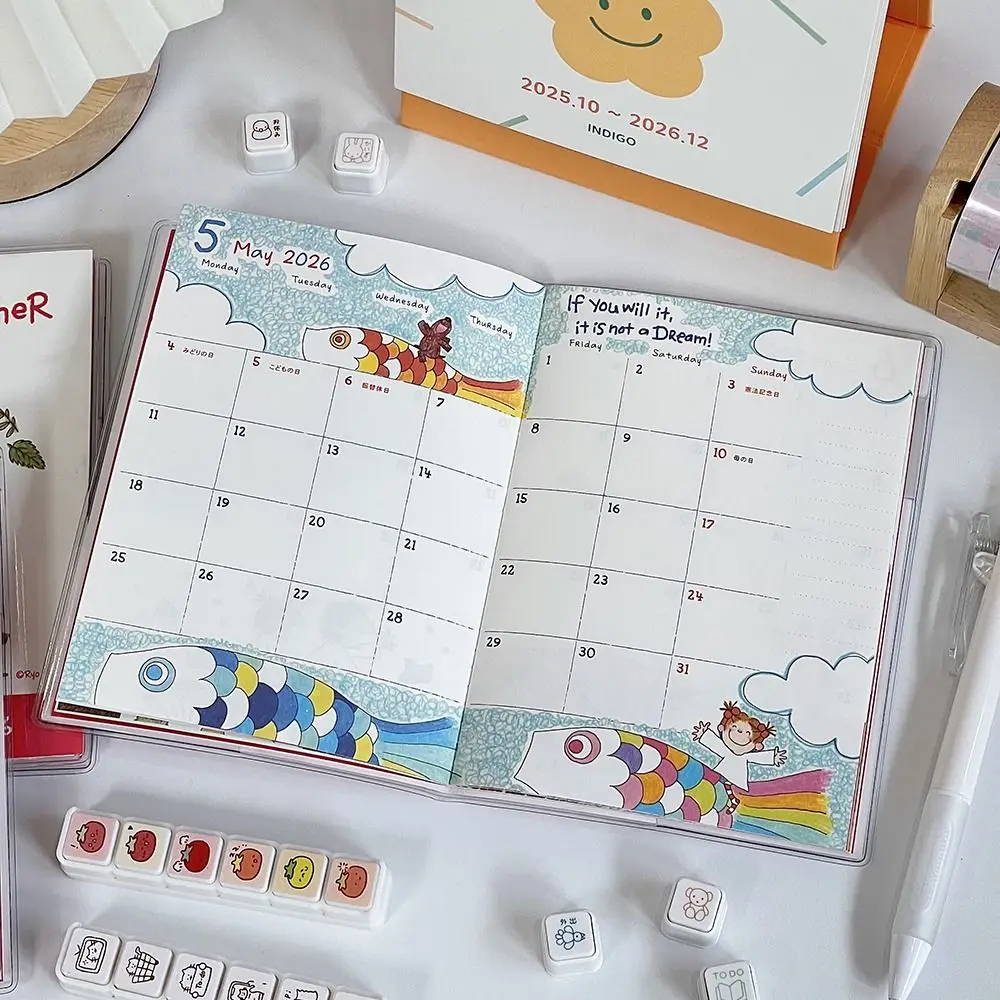 

Милый планировщик Coco Girl 2026 с календарем, мультяшная повестка дня, книга «сделай сам», подарок, книга для встреч, школьные принадлежности