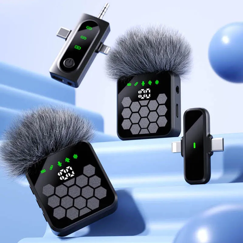 Micrófono Lavalier inalámbrico 3 en 1 para iphone Android Vlog micrófono reducción de ruido para transmisión en vivo grabación de vídeo entrevista