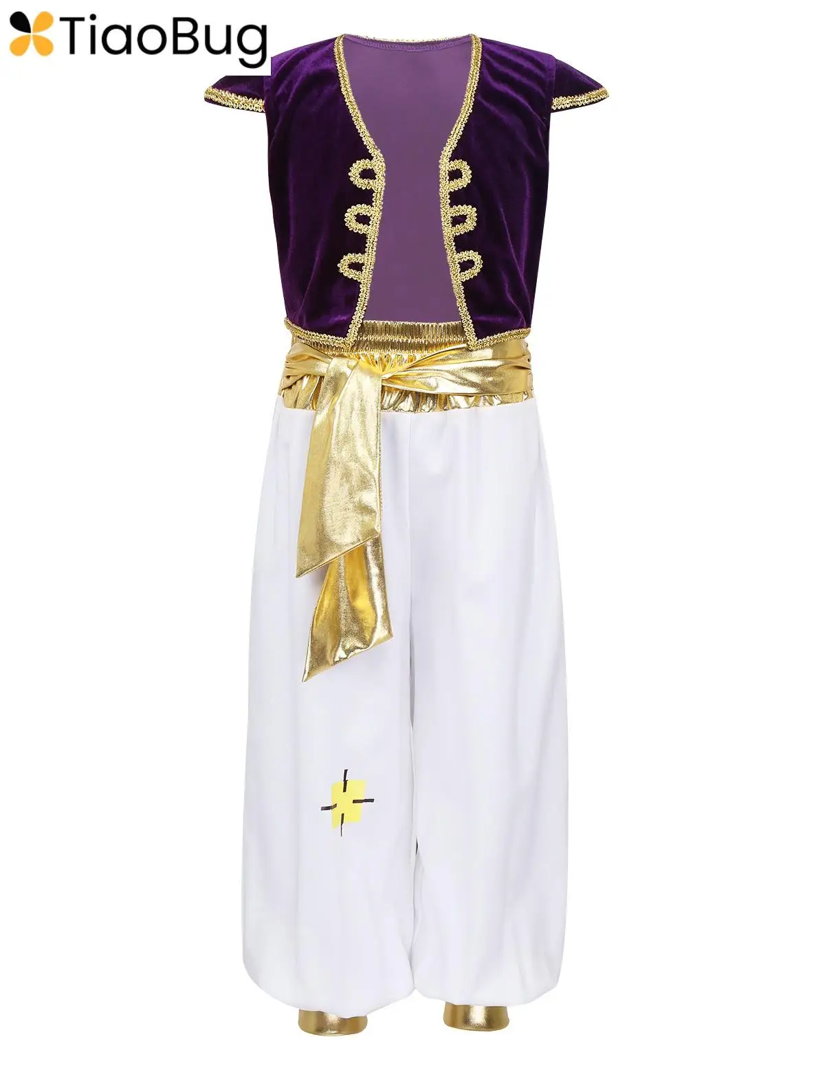 

Boys Arabian Prince Lamp Prince Fairy Cosplay Costumes Halloween Dress Up Sleeves Jacket Vest Waistcoat with Pants Set