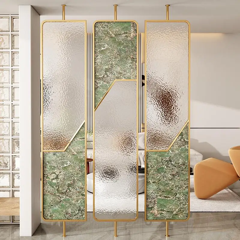 Light luxury stainless steel entrance living room decorative partition blocking screen
