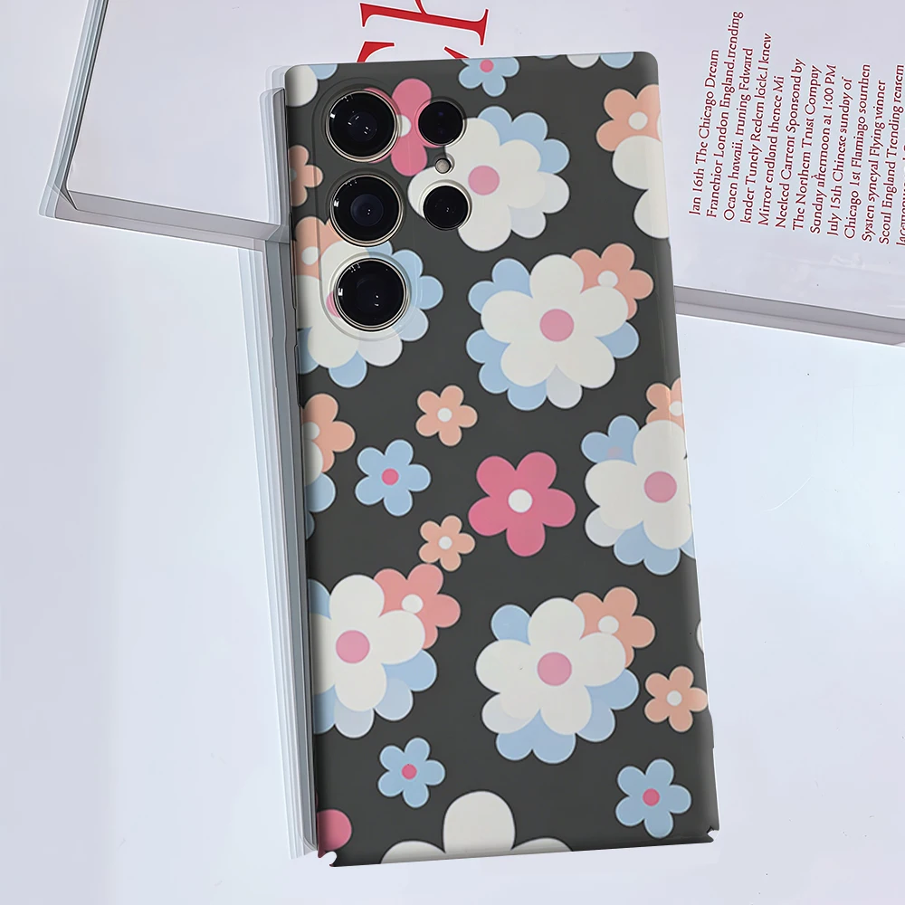 Pastel Flower Power Phone Case for Samsung Galaxy S26 S25 Ultra S24 S23 Ultra Plus Glossy Double-layer Back Cover
