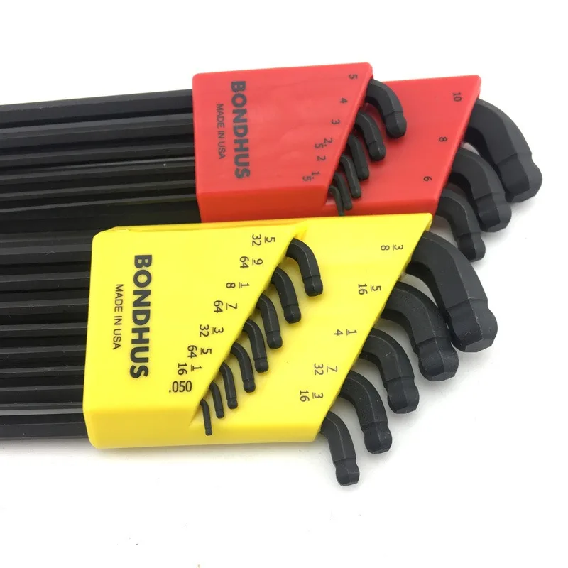 US BONDHUS Set Double Ball End Hex Key Wrenches 67099 67037 Metric and Imperial High Quality Tools for Precise Work