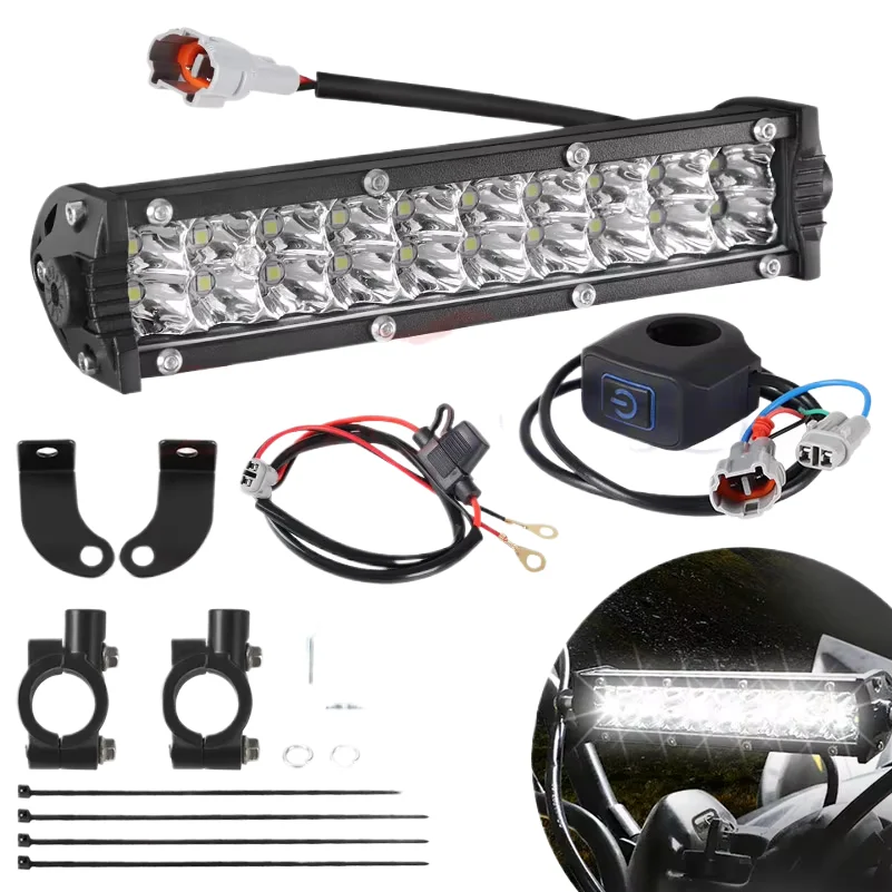 Motorcycle LED Light Bar Headlight Kit With Mounting Brackets and Switch For CRF250F CRF110 TTR110 YZF450 7/8