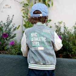 Dave Bella Spring Girl Boy Denim Coats Elementary Girl Letter Long Sleeve School Baseball Jacket Kid Girl Outwears DB1247719