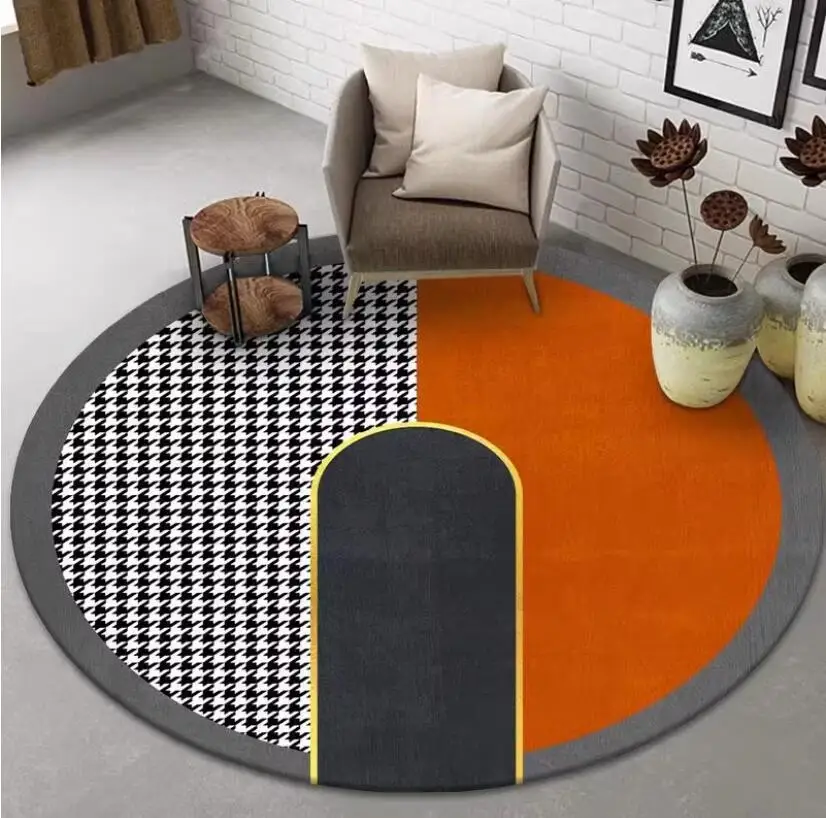 

Nordic Round Carpet For Living Room Light Luxury Decorative Carpets Chair Swivel Chair Rug Bedroom Mat Dresser Cloakroom Rugs