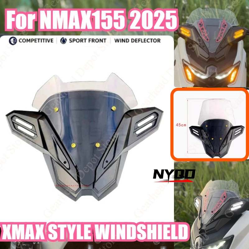 Modified Competitive XMAX Style Windshield Fit For NMAX155 2025 Indonesian Version Motorcycle Front Windscreen Upgrade Parts