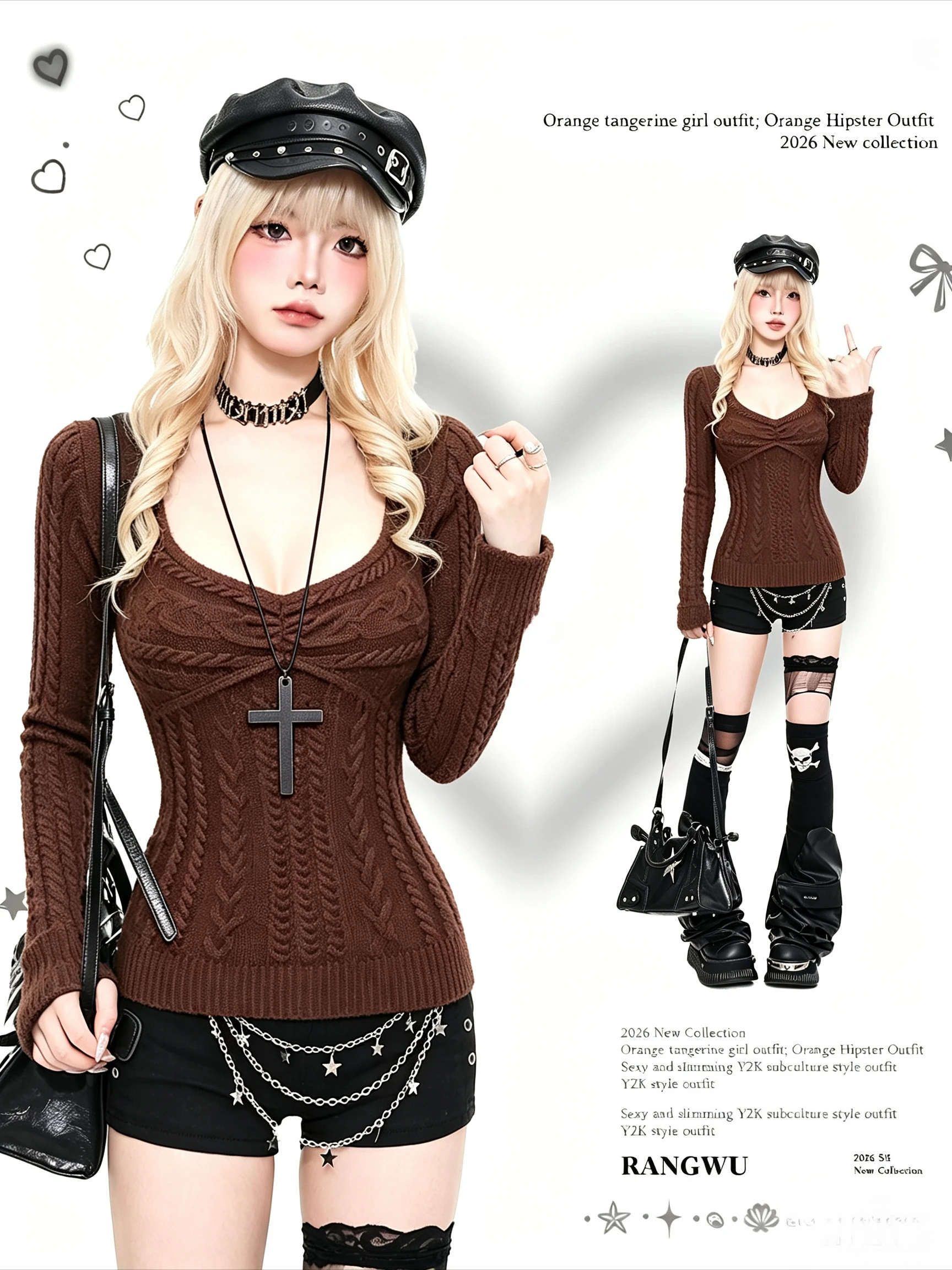 Harajuku Korean Subculture Gothic Women Knitted Sweater 2026 Solid Color Slim Elegant Soft Streetwear Pullover Jumpers