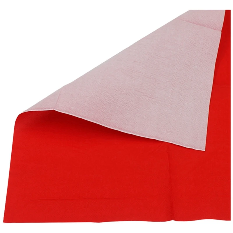 6 Pack Solid Color Printed Paper Napkin (Red)