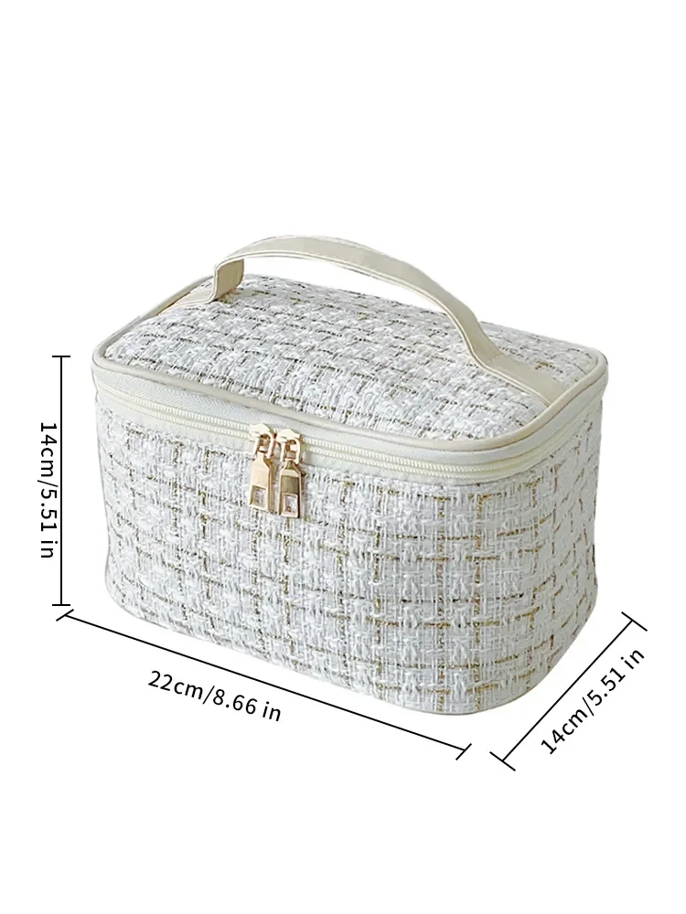 2023 New Korean Style Of The Plaid Small Perfume Handheld Large-capacity High-color Cosmetic Storage Bag for Women