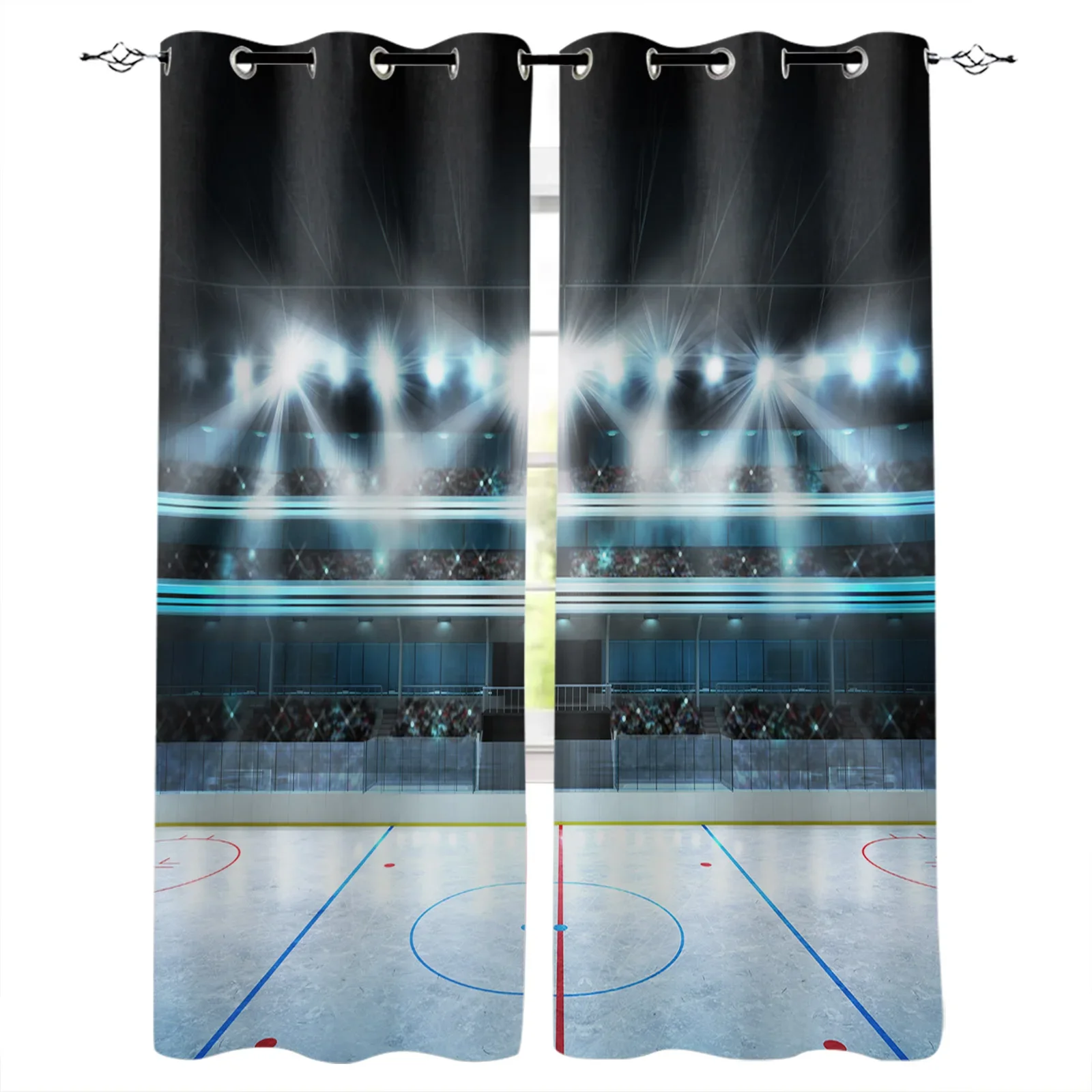 Ice Hockey Playing Field Blackout Curtains Window Curtains For Bedroom Living Room Decor Window Treatments