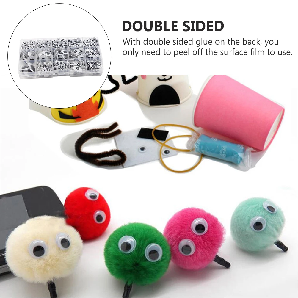 

1000pcs 1 Box Self-Adhesive Eye Ball Stickers Simulation Animal Eyeball Patches Diy Crafts Reusable Cartoon Eyes Decals Creative