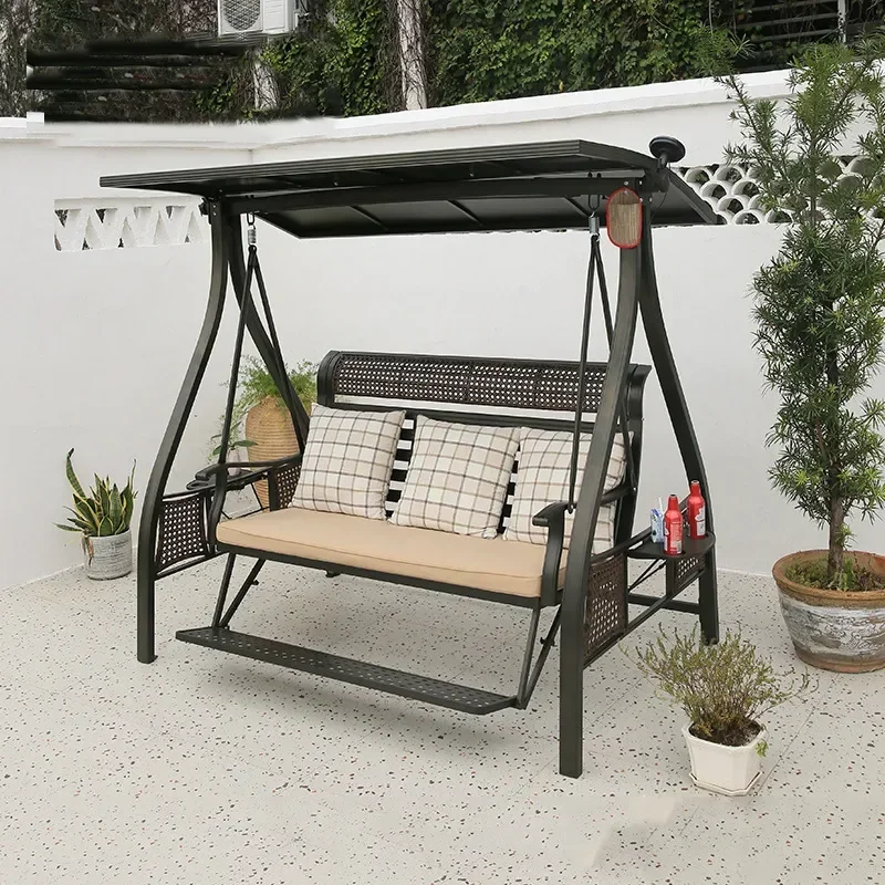 YAO Outdoor Swing Chair Double Wrought Iron Rocking Seat for Garden Balcony Park Indoor Home Use