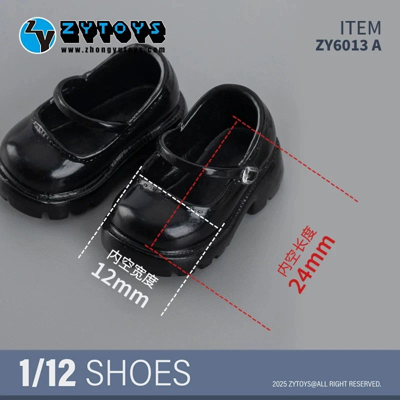 ZYTOYS ZY6013 1/12 Scale Classic Basic Versatile Black Flat Short Boots Accessories Fit 6inchs ob24 BJD Action Figure Body