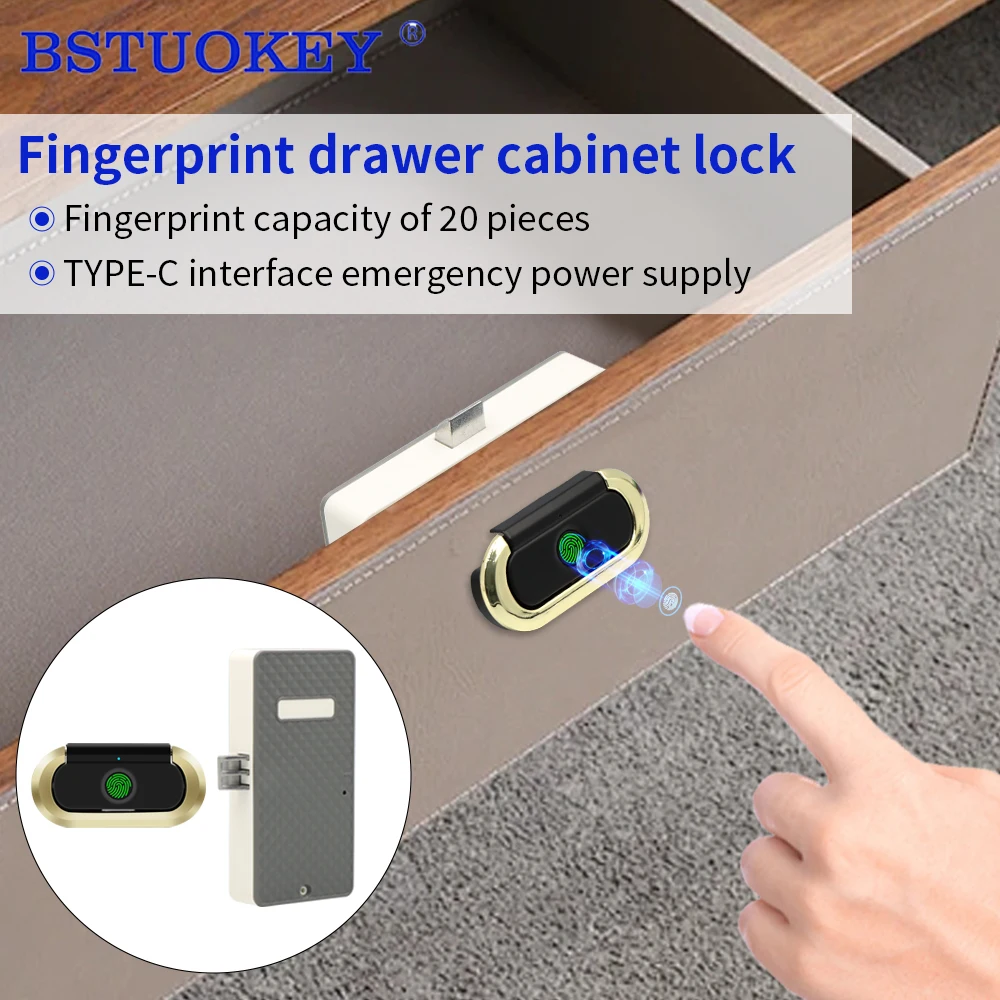Hidden Electronic Drawer Lock Privacy File Storage RGB Indicator Keyless Fingerprint Cabinet Lock for Drawer Wardrobe Locker
