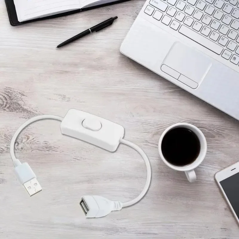 1/2/3/4Pcs USB Cable Male To Female Switch ON OFF Cable Extension Adapter For USB Lamp Fan Black White